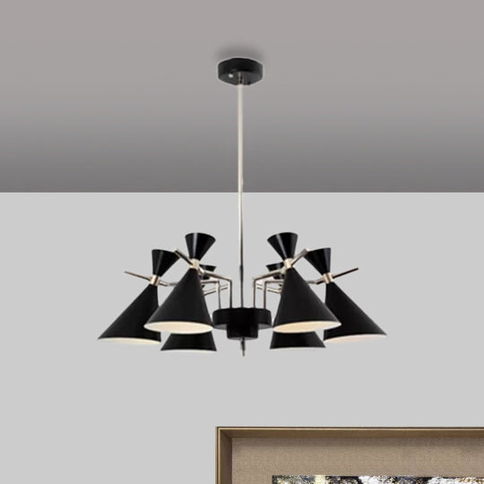 Nordic Bi-Conical Pendant Chandelier - 3/6 Lights Black/White/Pink Dining Room Lighting Fixture