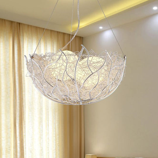 Contemporary Metal Chandelier Lighting With Glass Ball Shade - 2 Lights Silver Finish 16’/19.5’ Wide