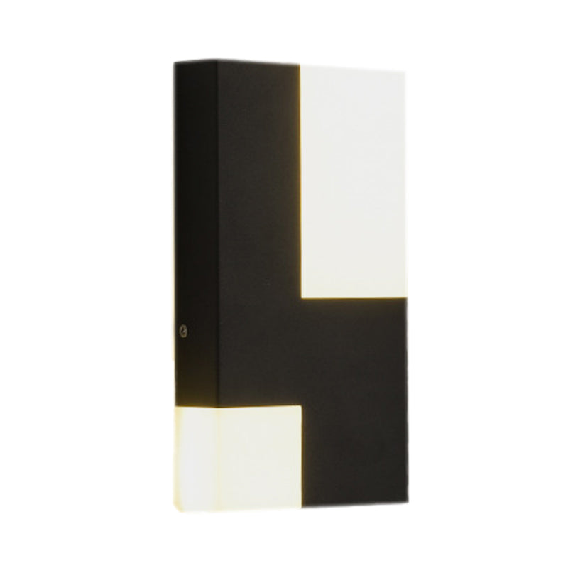Modern Led Acrylic Wall Sconce Light - White/Black Rectangular Minimalist Lamp For Bedside