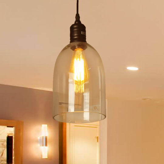 Modern Black Jug-Shaped Pendant Ceiling Light - Clear Glass 1-Light Hanging Lamp For Coffee Shops
