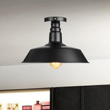 Vintage Iron Barn Dining Room Ceiling Light Fixture - 1 Black/White Semi Flush 10 14 Or 18 Diameter