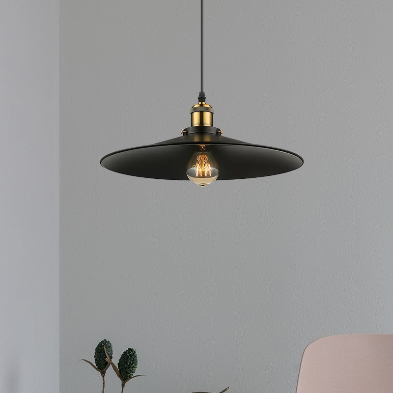 Industrial Style Metal Conic Ceiling Pendant With 1 Light In Brass/Weathered Brass