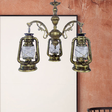 Modern Clear Glass 3-Light Industrial Pendant Chandelier - Black/Silver/Red Kitchen Lighting