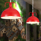 12/16 Industrial Metallic Bowl Pendant Lighting Fixture - 1 Light Red/Yellow/Rust Finish