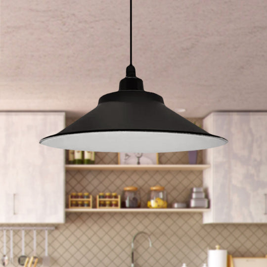 Industrial Cone-Shaded Hanging Pendant Light - Black 12’/14’ Diameter