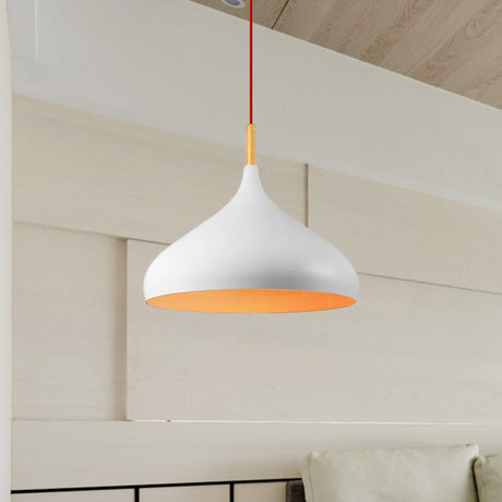 Dome Metallic Pendant Ceiling Lamp - Elegant 1 Head Hanging Light For Dining Room 12.5 Or 16.5 Width