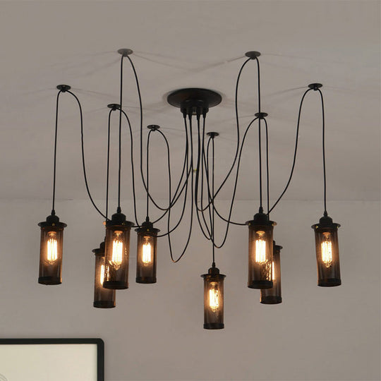 Vintage 3/8 Bulbs Pendant Light With Mesh Shade - Stylish Kitchen Ceiling Fixture In Black