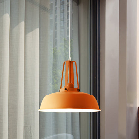 Nordic Stylish Metal Barn Shade Pendant Light - Black/Blue Living Room Ceiling Fixture