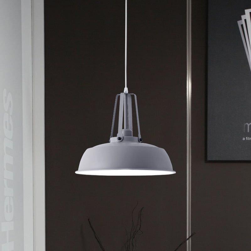 Nordic Stylish Metal Barn Shade Pendant Light - Black/Blue Living Room Ceiling Fixture
