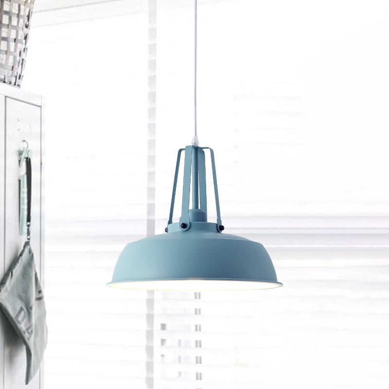 Nordic Stylish Black/Blue Barn Shade Pendant Light - Metallic Finish Ideal For Living Rooms