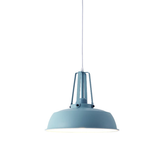 Nordic Stylish Black/Blue Barn Shade Pendant Light - Metallic Finish Ideal For Living Rooms
