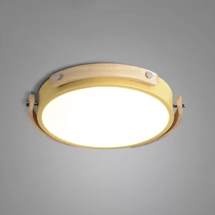 Stylish Round Ceiling Mount Study Room Light With Acrylic Macaron Undertint Yellow / 13