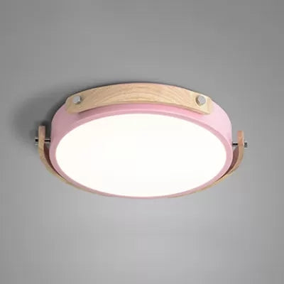 Stylish Round Ceiling Mount Study Room Light With Acrylic Macaron Undertint Pink / 13’