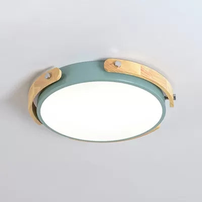 Stylish Round Ceiling Mount Study Room Light With Acrylic Macaron Undertint Green / 13