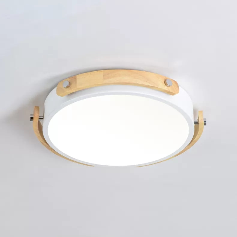 Stylish Round Ceiling Mount Study Room Light With Acrylic Macaron Undertint White / 13
