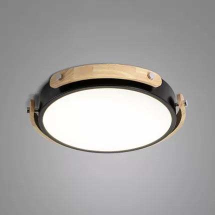 Stylish Round Ceiling Mount Study Room Light With Acrylic Macaron Undertint Black / 13’