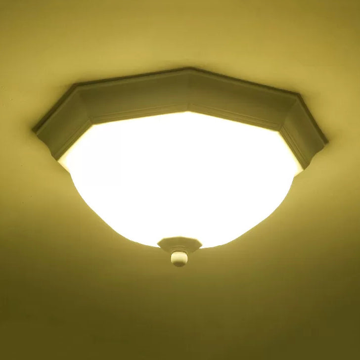 Modern White Glass Fluted Ceiling Mount Light For Porch