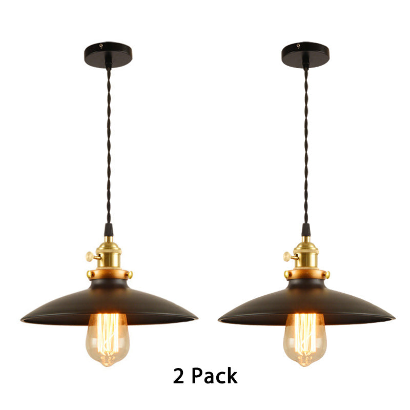 Industrial Style Bowl Pendant Lamp 10’/12.5’ Wide - 1 Light Metal Hanging In Black/White/Red