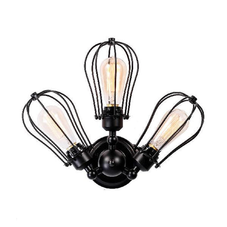 Vintage Style Bulb Shaped Iron Ceiling Light With Wire Guard | Semi Flush Mount 3/4/5 Lights
