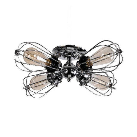 Vintage Style Bulb Shaped Iron Ceiling Light With Wire Guard | Semi Flush Mount 3/4/5 Lights