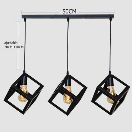 7 Type Modern Black Cage Pendant Lights Iron Minimalist Nordic Pyramid Lamp 8019 Pendant