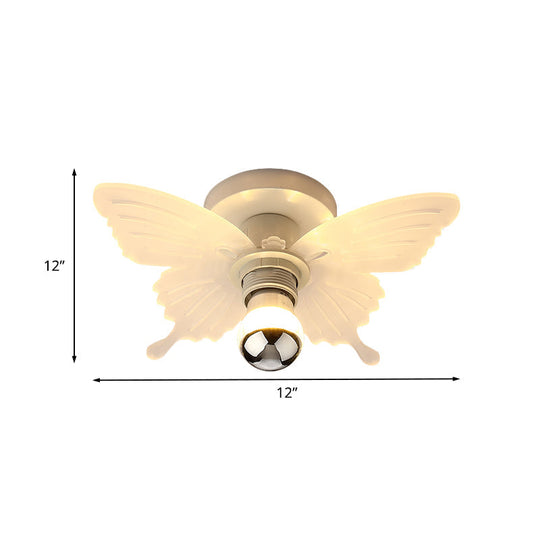 Nordic White Butterfly Led Flush Mount Lamp With Acrylic Shade – Corridor Lighting Fixture