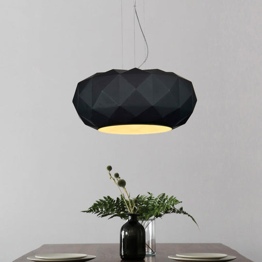 Contemporary Diamond Drop Pendant Ceiling Lamp With Drum Design In Black