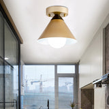 Modern Metallic Flushmount Ceiling Light With Conical Design - 1-Light Gold Finish