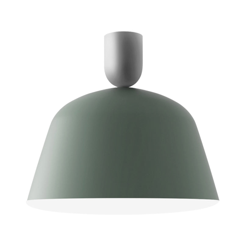 Macaron Green Semi Flush Mount Ceiling Lamp With Iron Shade - 1 Light 10’/12’ Width