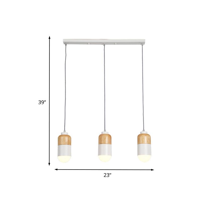 Modern Led Cluster Pendant Light: Metal With White And Wood Accents - Ideal For Dining Table