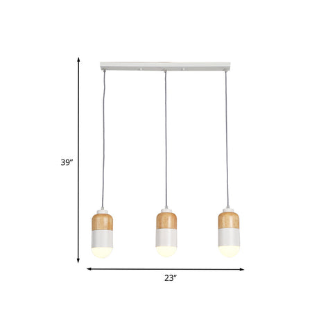Modern Led Cluster Pendant Light: Metal With White And Wood Accents - Ideal For Dining Table
