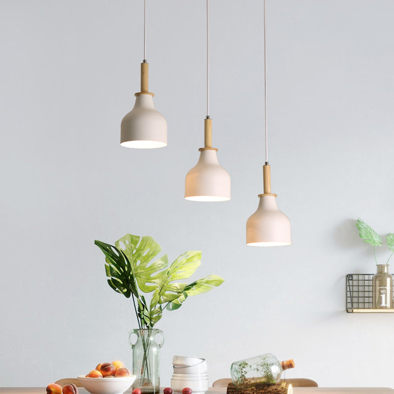 Modern Nordic Urn Cluster Pendant With 3 Head Iron Hanging Light - White/Black Finish