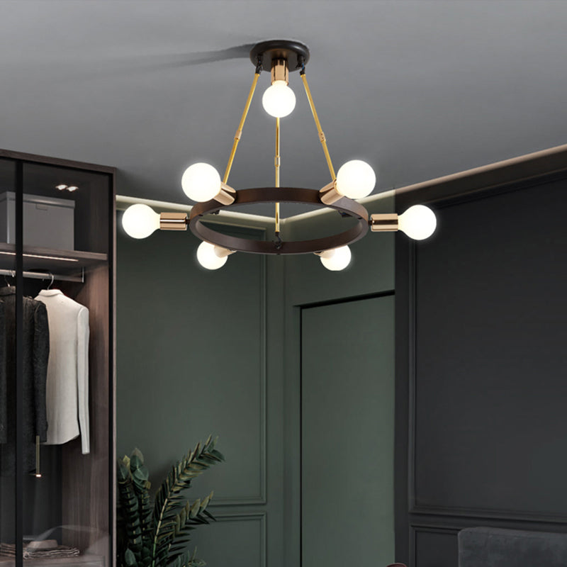 Minimalist Metal Loop Pendant Light: Modern 7/9-Head Black And Gold Chandelier For Bedroom