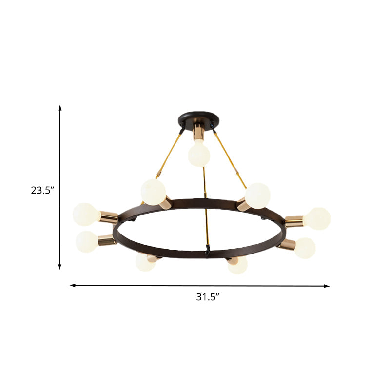Minimalist Metal Loop Pendant Light: Modern 7/9-Head Black And Gold Chandelier For Bedroom