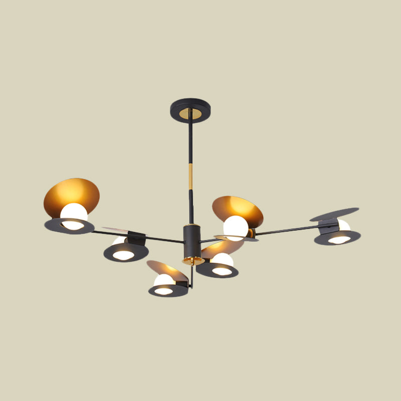 Contemporary Mussel-Shaped Ceiling Chandelier: 6/8-Bulb Living Room Suspension Lamp In Blue/Black &