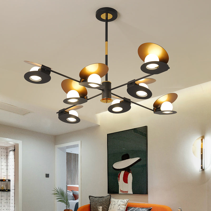 Contemporary Mussel-Shaped Ceiling Chandelier: 6/8-Bulb Living Room Suspension Lamp In Blue/Black &
