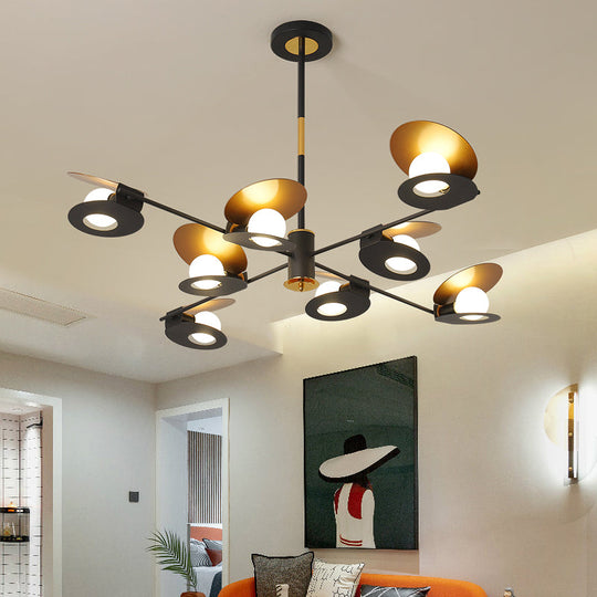 Contemporary Mussel-Shaped Ceiling Chandelier: 6/8-Bulb Living Room Suspension Lamp In Blue/Black &