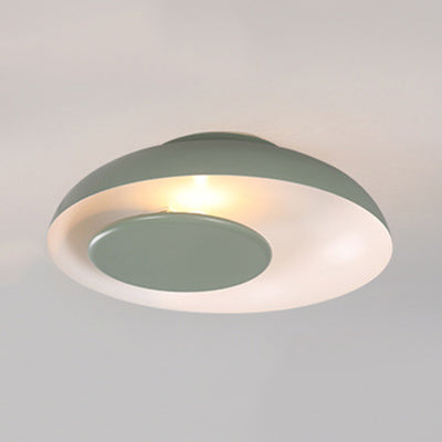 Kid’s Macaron Barn Ceiling Light - Flush Mount Metallic Finish For Child Bedroom Green