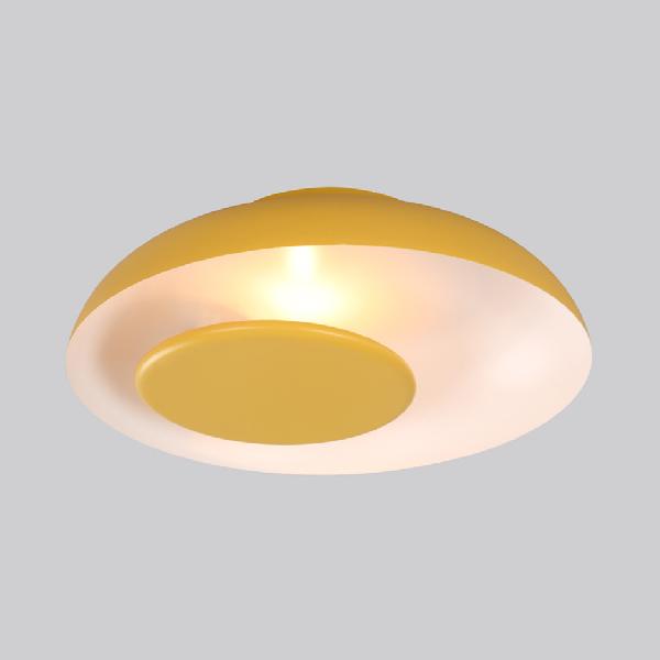 Kids Macaron Barn Ceiling Light - Flush Mount Metallic Finish For Child Bedroom Yellow