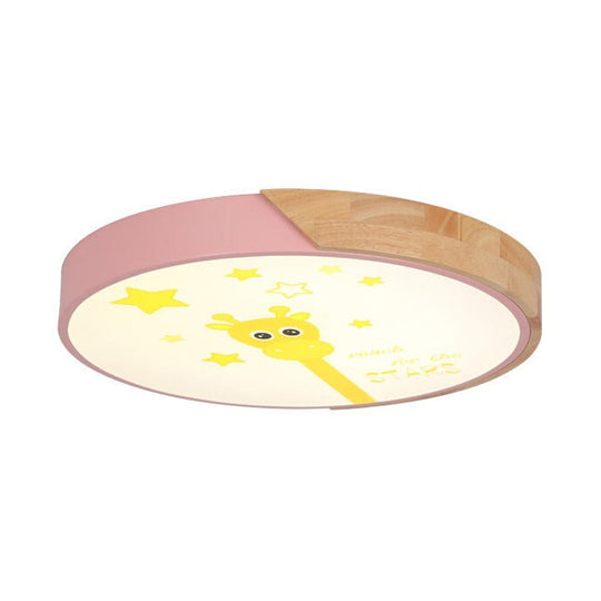 Giraffe Themed Acrylic Flush Ceiling Light For Kid’s Bedroom Pink / 12’ A