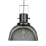 Industrial Metal Pendant Light - Mesh Cage 1-Light Black Shade Living Room Hanging Lamp