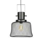 Industrial Metal Pendant Light - Mesh Cage 1-Light Black Shade Living Room Hanging Lamp