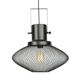 Industrial Metal Pendant Light - Mesh Cage 1-Light Black Shade Living Room Hanging Lamp