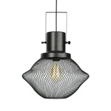 Industrial Metal Pendant Light - Mesh Cage 1-Light Black Shade Living Room Hanging Lamp
