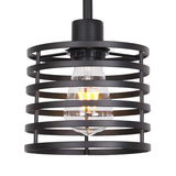 Vintage Wire Cage Pendant Light With Cylindrical Shade - Single Bulb Metallic Finish (Black/Brass)