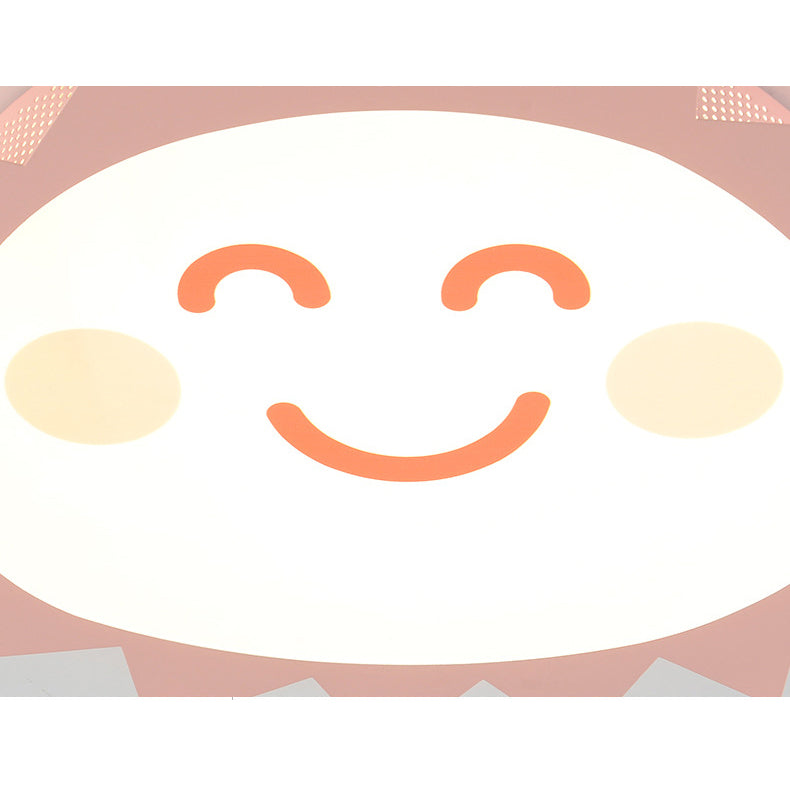 Happy Cartoon Sun Flush Mount Light: Fun & Gentle Led Ceiling Light For Kindergarten