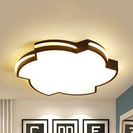 Modern Floral Led Ceiling Lamp For Bedroom/Balcony - White Flush Mount Light Black / 16’ Warm