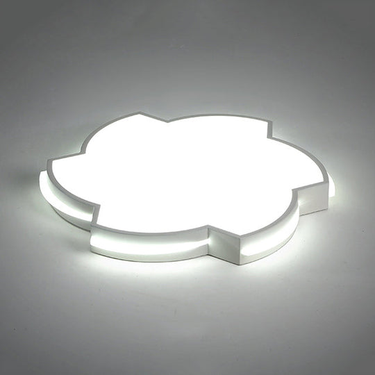 Modern Floral Led Ceiling Lamp For Bedroom/Balcony - White Flush Mount Light / 16
