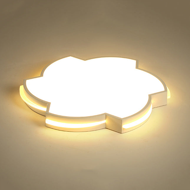 Modern Floral Led Ceiling Lamp For Bedroom/Balcony - White Flush Mount Light / 16 Warm