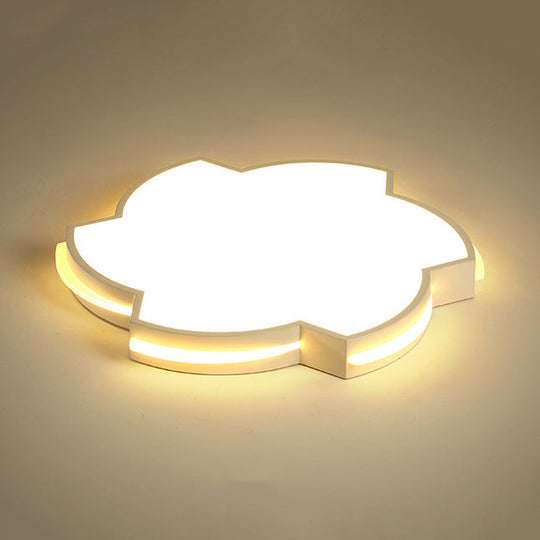 Modern Floral Led Ceiling Lamp For Bedroom/Balcony - White Flush Mount Light / 16 Warm